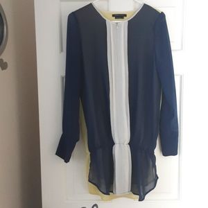 Bcbg maxazria blue white yellow tunic